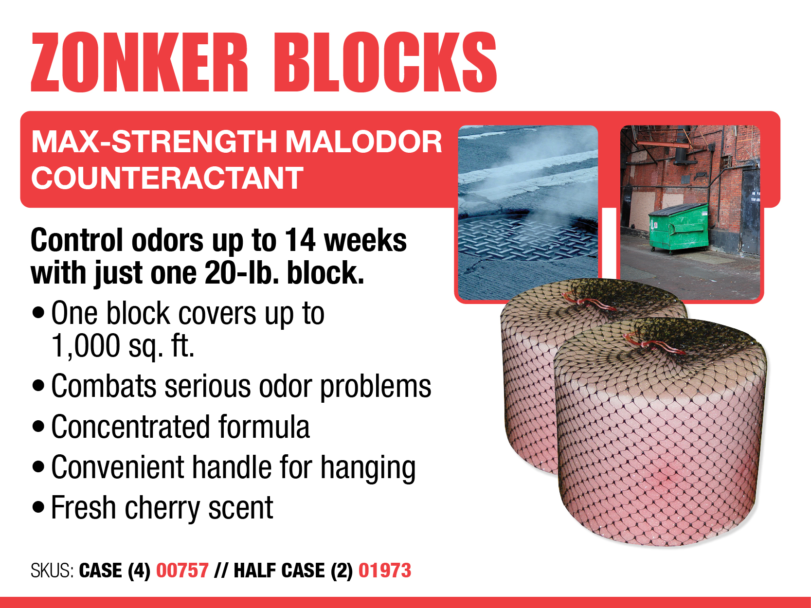 Zonker Blocks - Max-Strength Malodor Counteractant - Wastewater Essentials  - Collections, Plants, and Lagoons - Wastewater Treatment